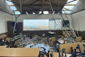 Une salle de classe de l'école primaire Cavani est détruite dans la capitale Mamoudzou après le passage du cyclone Chido sur le territoire français de Mayotte dans l'océan Indien, le 14 décembre 2024