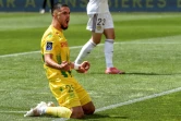Le milieu de Nantes, Imran Louza, exulte après son but lors du match de Ligue 1 à domicile contre Bordeaux, le 8 mai 2021