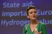 La vice-présidente de la Commission européenne Margrethe Vestager, à Bruxelles le 15 juillet 2022. La Commission a autorisé une aide publique de 5,4 milliards d'euros pour soutenir la recherche sur l'hydrogène