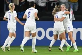 La joie de l'attaquante anglaise Alessia Russo, après avoir marqué le 3e but face à la Suède, lors de leur demi-finale de l'Euro, le 26 juillet 2022 à Sheffield