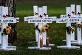Des croix installées pour les victimes d'une fusillade dans une école d'Uvalde, au Texas, le 26 mai 2022