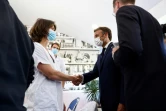 Emmanuel Macron rencontrant le personnel de santé de l'hôpital Louis Pasteur de Cherbourg, le 31 mai 2022