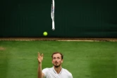 Daniil Medvedev lors de son quart de finale à Wimbledon face à l'Américain Christopher Eubanks le 12 juillet 2023. Le Russe s'apprête à disputer sa première demi-finale dans le Temple du gazon
