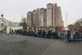La foule se presse pour la cérémonie funéraire de Alexei Navalny, dans le disctrict de Marino, le 1er mars  2024.
