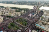 vue aérienne d'un rassemblement contre le gouvernement irakien, place Tahrir, à Bagdad, le 2 novembre 2019en