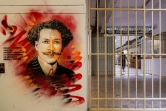 Graff de l'artiste C215 représentant le militant et journaliste Miguel Almereyda à la prison de Fresnes le 3 juillet 2020