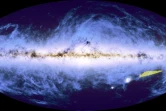Carte du ciel entier avec l'emplacement de la mosaïque d'Euclid dans le ciel austral (en jaune), publiée par l'ESA le 15 octobre 2024