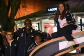 Les judokas français Killian Le Blouch, Teddy Riner, Audrey Tcheumeo et Automne Pavia le 4a août 2016 à Rio 