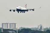 Un Boeing 747 de British Airways en phase d'atterrissage à l'aéroport londonien d'Heathrow le 3 mai 2019