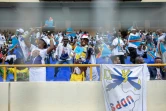 Des partisans du président de la République démocratique du Congo Félix Tshisekedi (C) lors de sa prestation de serment, le 20 janvier 2024 à Kinshasa 