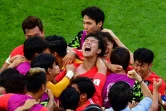 La joie des Sud-Coréens après leur deuxième but contre l'Allemagne lors du Mondial, le 27 juin 2018 à Kazan