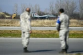Un MiG-29 de l'armée de l'air bulgare atterrit sur la base Graf Ignatievo près de Plovdiv, le 21 février 2022
