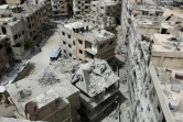 Les immeubles détruits dans la ville de Douma reprise aux rebelles par le régime et où une attaque présumée chimique a eu lieu, le 17 avril 2018 dans la Ghouta orientale, en Syrie