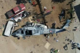 Vue aérienne de l'hélicoptère militaire qui est tombé sur une camionnette à Santiago Jamiltepec, État d'Oaxaca, au Mexique, le 17 février 2018