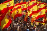 Des manifestants contre l'indépendance de la Catalogne rassemblés à Barcelone, le 8 octobre 2017