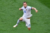 L'attaquant russe Artem Dzyuba inscrit un pénalty face à l'Espagne lors de la qualification en quarts de finale du Mondial le 1er juillet 2018 