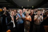 De gauche à droite, les frondeurs socialistes Arnaud Montebourg, Gérard Filoche, Marie-Noelle Lienemann, Christian Paul et Benoit Hamon, le 11 septembre 2016 à l'université d'été de La Rochelle