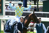 Victoire du jockey Pierre-Charles Boudot sur la pouliche Channel dans le Prix de Diane à Chantilly , le 16 juin 2019