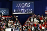 Des partisans de Donald Trump lors d'un meeting pour les 100 premiers jours du président américain à Warren, le 29 avril 2025 dans le Michigan