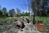Un village abandonné dans la zone d'exclusion de Tchernobyl, dévasté par un incendie de forêt, le 11 juin 2020 en Ukraine