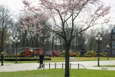 Des hélicoptères de la sécurité civile déployés à Münster (nord-ouest de l'Allemagne), le 7 avril 2018 après qu'une voiture a foncé dans la foule