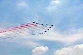 Des avions de combat survolent la capitale égyptienne le 2 juin 2018, jour de la prestation de serment du président Abdel Fattah al-Sissi, réélu en mars pour un seconde mandat