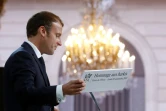 Le président français Emmanuel Macron lors de sa tribune pour les Harkis à Paris, le 20 septembre 2021
