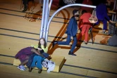 L'actrice Isabelle Huppert lors d&rsquo;une répétition de « La Cerisaie » d&rsquo;Anton Tchekov montée par le réalisateur portugais Tiago Rodrigues, à Avignon,le 3 juillet 2021, avant le 75e Festival d&rsquo;Avignon.