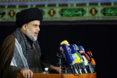 L'influent leader chiite Moqtada Sadr, chef de milices ayant combattu la présence américaine en Irak, s'exprime dans la ville sainte chiite de Najaf, au sud de Bagdad, le 7 décembre 2017 
