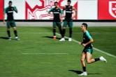 Cristiano Ronaldo à l'entraînement avec l'équipe du Portugal à Oeiras, en banlieue de Lisbonne, le 29 mai 2019