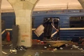 Un wagon de métro éventré après un attentat à Saint-Pétersbourg, le 3 avril 2017