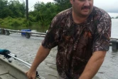 Mike Magee va secourir avec son bateau des amis menacés par Harvey, près de Hamshire, au Texas, le 28 août 2017