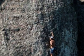 Pablo Veloso  escalade le Cerro Arequita, près de Minas, le 24 février 2020 en Uruguay