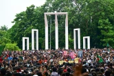 Des manifestants réunis à l'appel d'une organisation étudiante bangladaise lancent un appel à la désobéissance civile après les affrontements qui ont fait plus de 200 morts en juillet, le 3 août 2024 à Dacca 