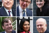 Montage réalisé le 20 février 2016 avec le leader du Parlement Chris Grayling (en bas à droite) et 5 membres du gouvernement favorables au Brexit: Iain Duncan Smith, Michael Gove et Theresa Villiers (en haut) et John Whittingdale et Priti Patel (en bas)