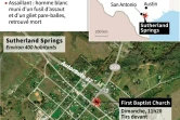 Localisation de la fusillade dans une église au Texas dimanche.