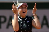 La jeune américaine Amanda Anisimova victorieuse de la Roumaine Simona Halep en quart de finale de Roland-Garros, le 6 juin 2019  