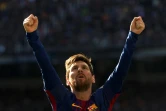 La star du FC Barcelone Lionel Messi après avoir marqué un penalty contre le Real Madrid, le 23 décembre 2017 à Bernabeu