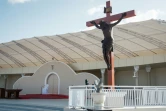 Une scène est installée sur l'Esplanade de Taci Tolu, où le pape François dirigera une messe, avant sa visite à Dili, le 7 septembre 2024