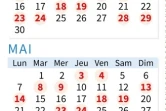 Calendrier des jours de grève de la SNCF