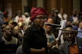 Tsabeng Ramalope, une infirmière de 30 ans, prend la parole au cours d'un débat sur la réforme agraire, le 27 juillet 2018 à Vereeniging, dans la province de Gauteng, en Afrique du Sud