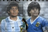 Une fresque murale de l'artiste Matley représentant Diego Maradona, le 22 juin 2021 à Buenos Aires 