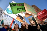 Des collégiens et lycéens manifestent pour le climat devant le Parlement à Londres, le 15 février 2019