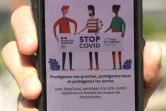 Un téléphone avec l'application StopCovid de traçage de contacts contre le coronavirus, le 29 mai 2020 à Paris