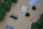 Vue aérienne diffusée par la Garde nationale du Kentucky des inondations dans la région de Jackson, le 30 juillet 2022