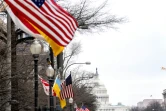 Des drapeaux ukrainiens ont été installés au coeur de Washington, D.C., où le président Joe Biden doit prononcer son "discours sur l'état de l'Union" le 1er mars 2022