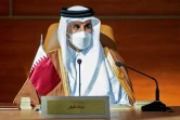 Photo fournie par le palais saoudien montrant l'émir du Qatar cheikh Tamim ben Hamad Al-Thani lors d'un sommet du Golfe à Al-Ula en Arabie saoudite