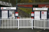 La gare de Knighton, du côté anglais de la ville qui se situe à la frontière entre le Pays de Galles et l'Angleterre, le 21 octobre 2020 