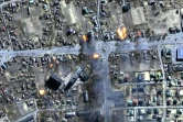 Image satellite de Maxar Technologies montrant des maisons en feu à Tchernihiv, le 16 mars 2022 en Ukraine