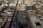 Vue aérienne de la place de la Libération déserte, le 25 mars 2020 à Guadalajara, au Mexique
